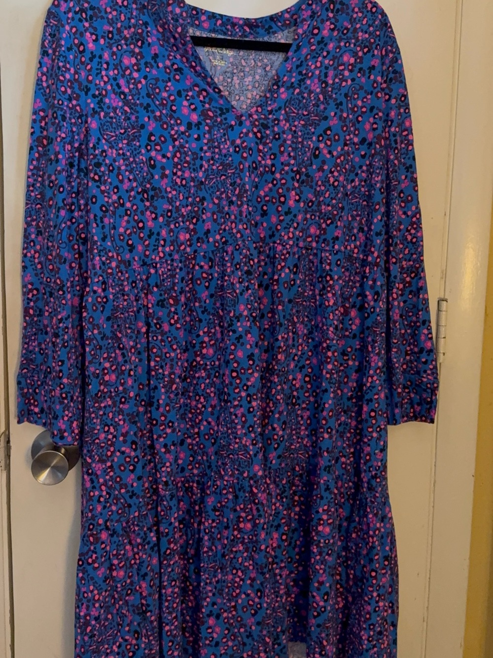 Lilly Pulitzer Blue Dress with Pink Spot Print - Long Sleeve